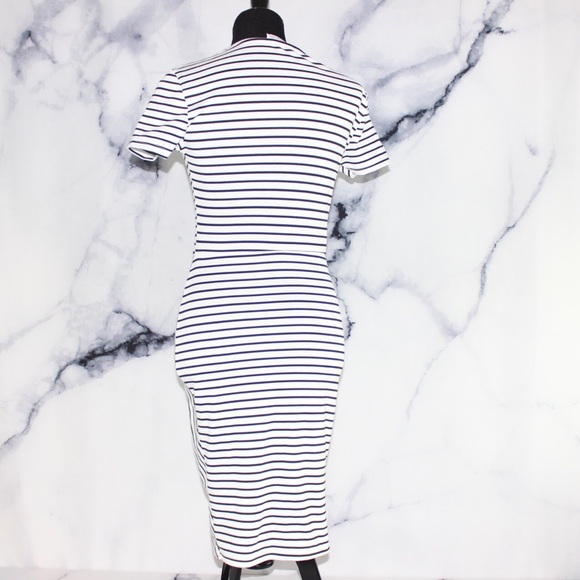 Zara Trafaluc Striped Asymmetric Bodycon Dress M - Picture 3 of 6